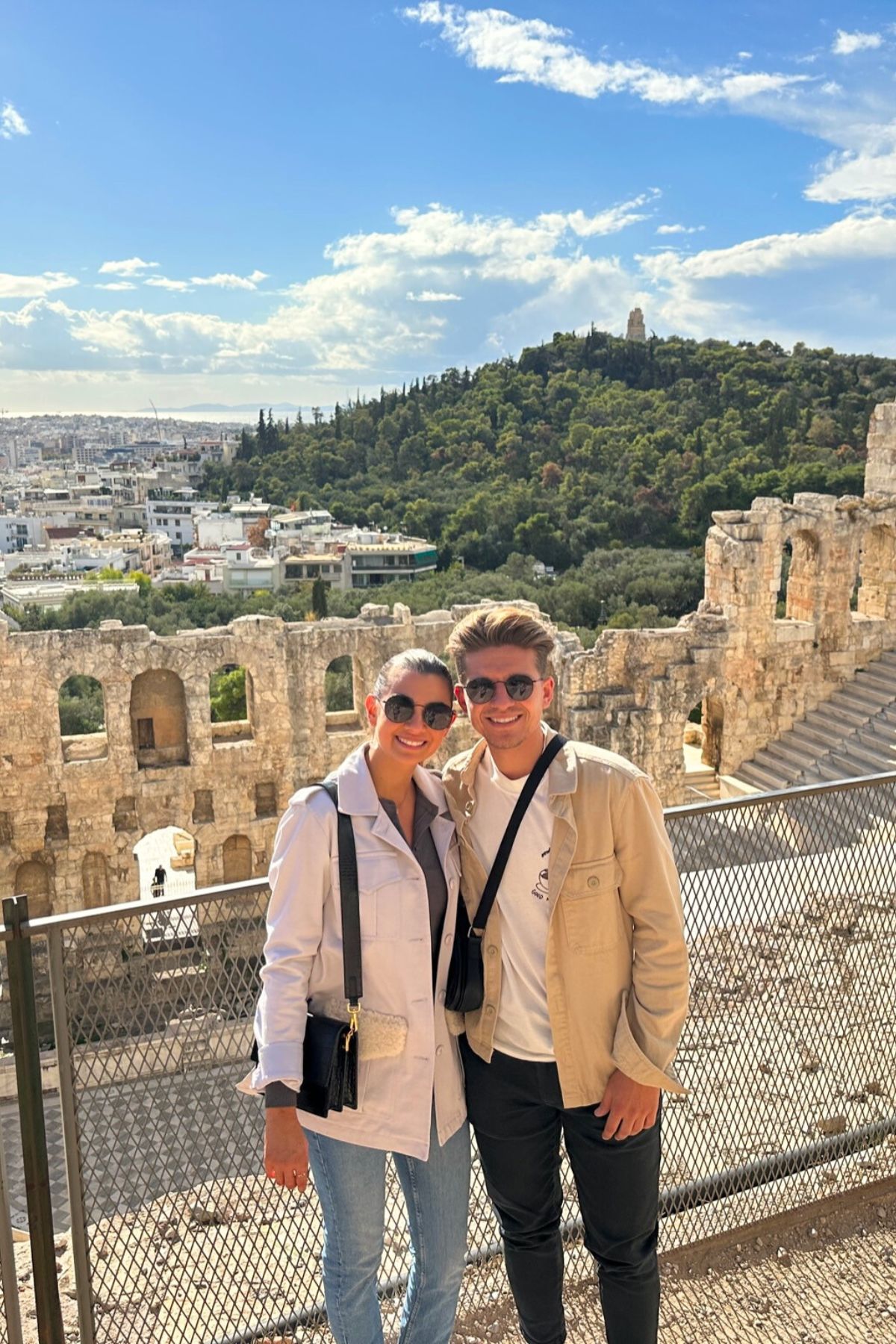 Man and woman in Athens on vacation.